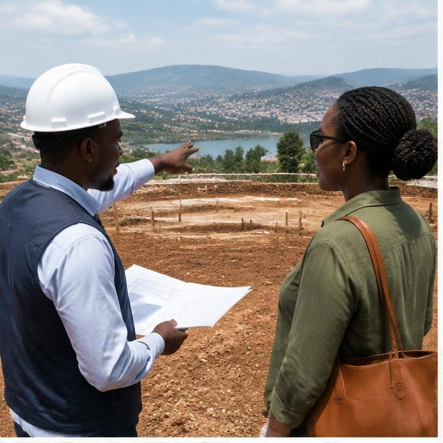 An engineer reviewing work at a construction site