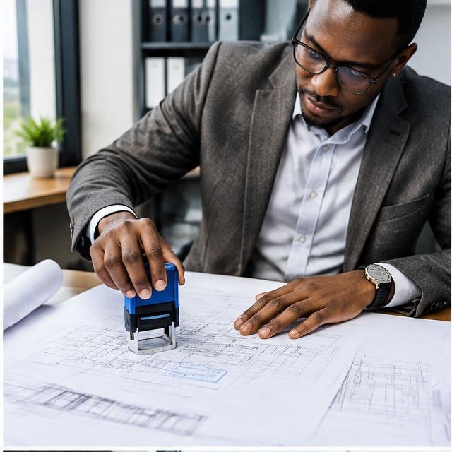 An architect working at a laptop